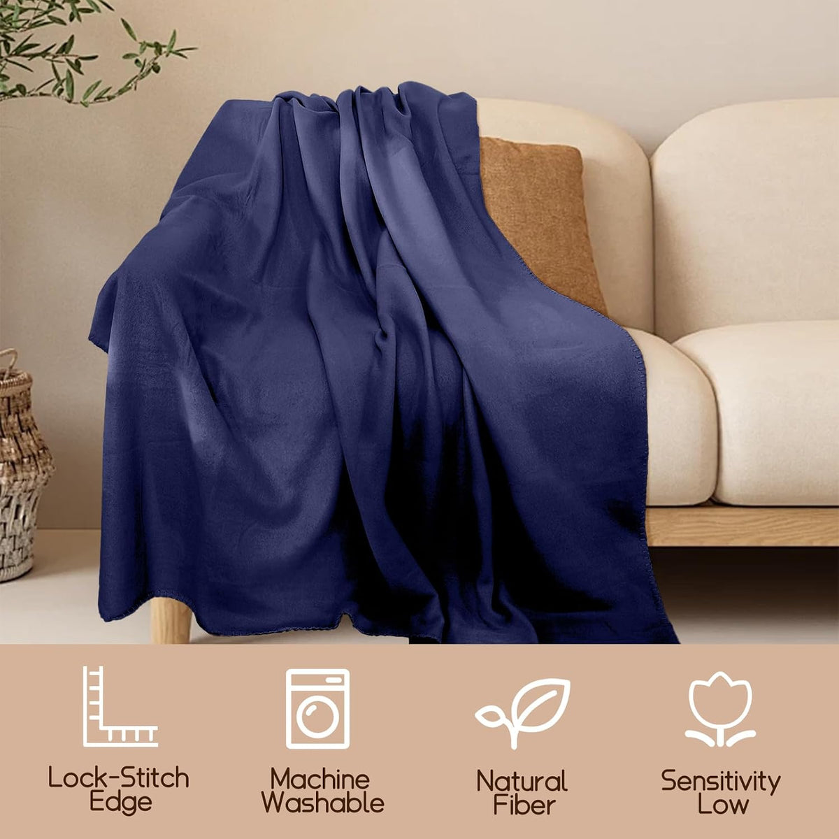 24 Pcs Fleece Blankets Bulk 60 x 50 in, Throw Blankets in Bulk for Wedding, Lightweight Blankets for Bed, Couch, Outdoor Use, Homeless Donation, with Oeko-tex Standard 100 Certified (Blue)