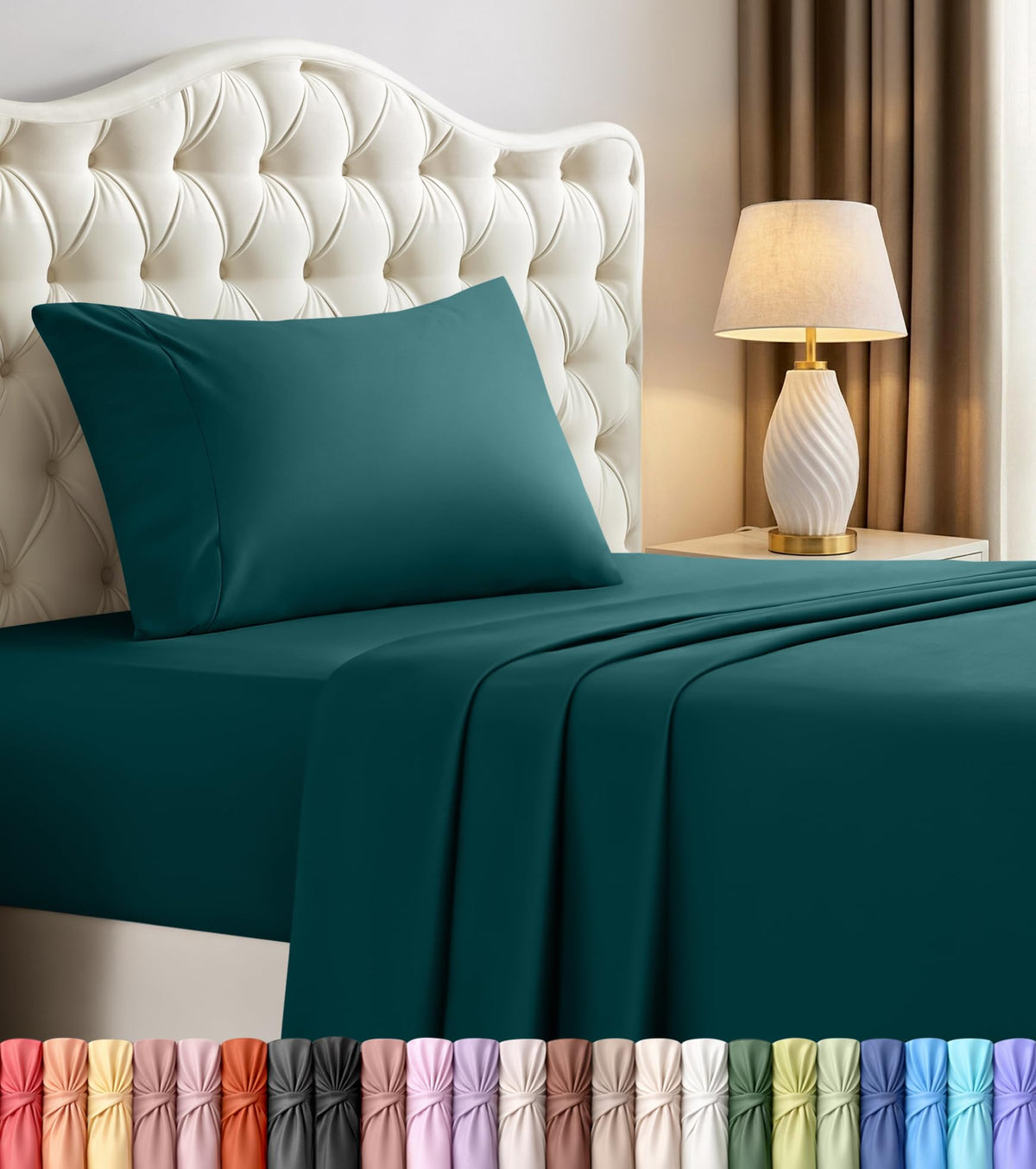 Queen Sheets Set, 4 Pieces 16" Deep Pocket Hotel Luxury Bed Sheets, Grey
