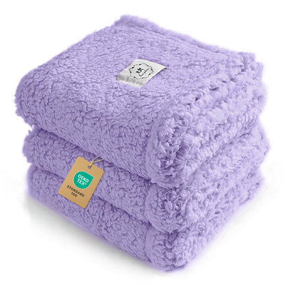 1 Pack 3 Calming Blankets Fluffy Premium Fleece Pet Blanket Soft Sherpa Throw for Dog Puppy Cat Beige Small (23" x16'')
