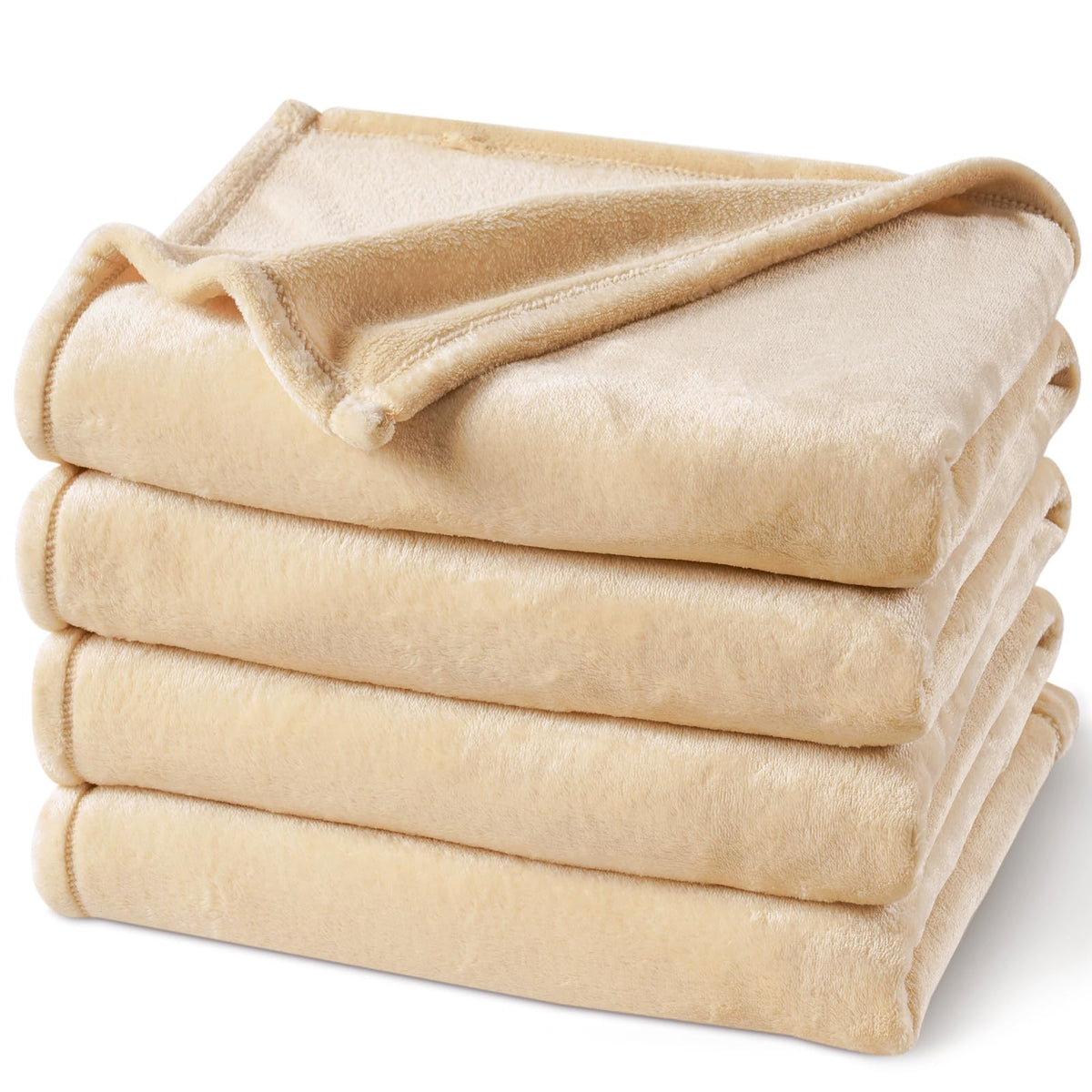 PHF Fleece Blanket King Size 108x90-300GSM Lightweight Airy Warmth, Khaki