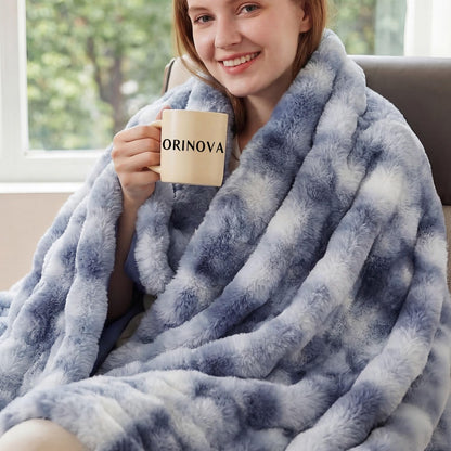 ORINOVA Pink Fluffy Double Sided Blanket for Couch Living Room Faux Fur 50x60 Fuzzy Throw No Shed Blanket for Bed Soft Furry Bed Cozy Comforter Home Decor Gifts 860 GSM