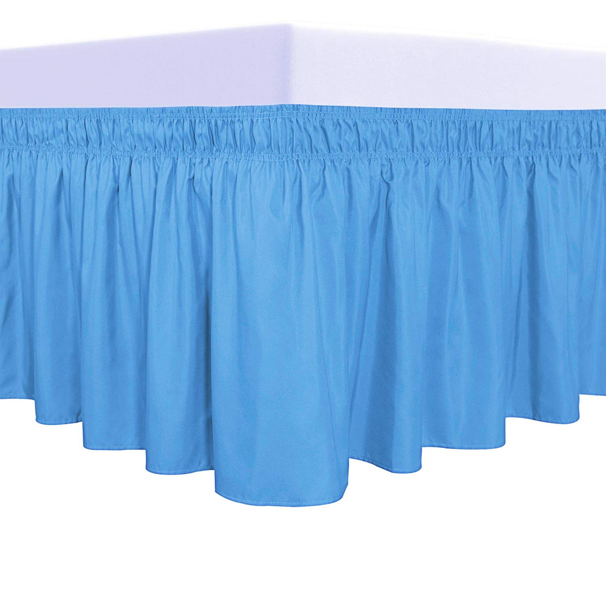 PureFit Wrap Around Ruffled Bed Skirt, White, Queen/King - 18" Drop