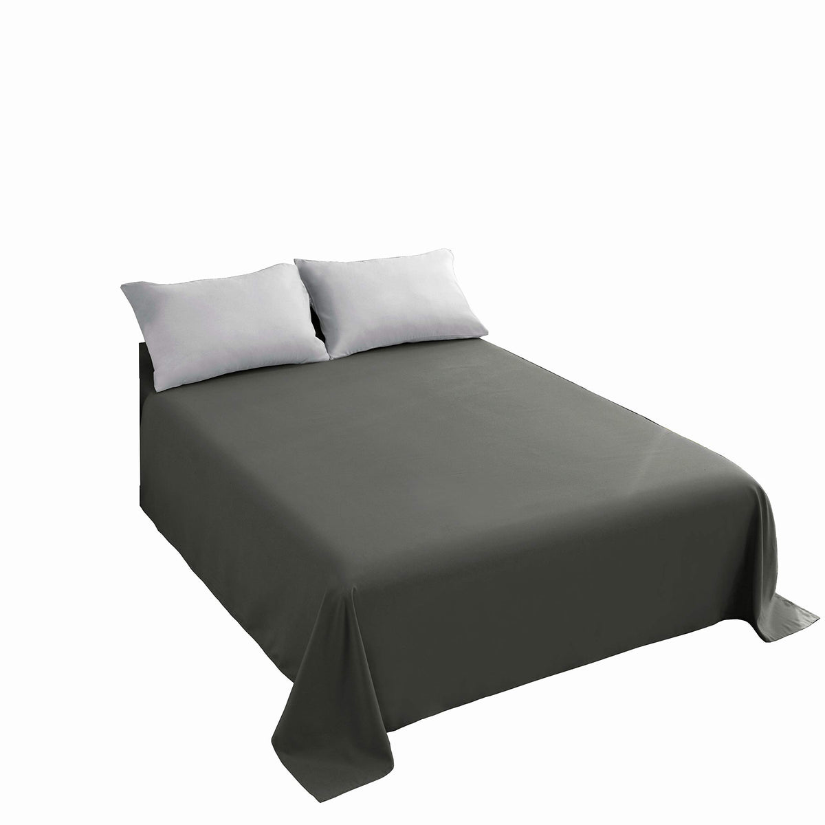 Sfoothome Queen Flat Sheet Black Top Sheet, Premium Hotel 1-Piece, Luxury and Soft 1500 Thread Count Quality Bedding Flat Sheet, Wrinkle-Free, Stain-Resistant