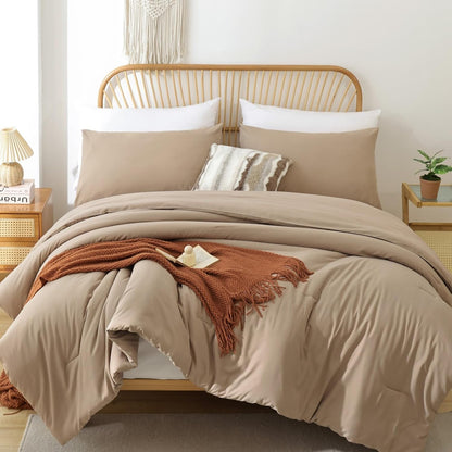 ROSGONIA Queen Comforter Set Olive Green, 3pcs Bedding Sets Queen (1 Boho Olive Comforter & 2 Pillowcases), All Season Lightweight Blanket Quilt