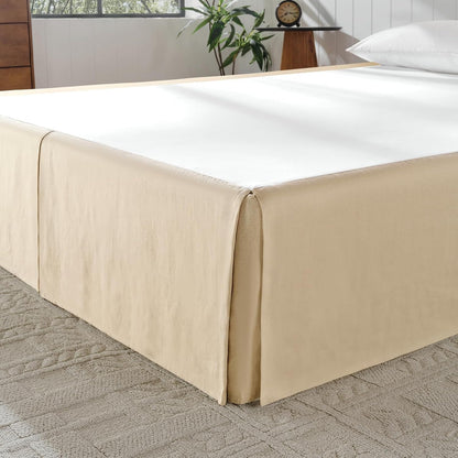 French Linen Bed Skirt 14" Tailored Drop Dust, Easy Fit Breathable Natural Flax Soft Cozy Farmhouse Bedding (14" Queen, 60"×80")