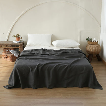 Simple&Opulence French Linen Flat Sheet with Embroidered Border-100% Stone Washed Flax Bedding,King Size(108''x102'') Ultra Soft,Breathable Flat Top Sheet-1 Piece Bed Flat Sheet Only(Linen)