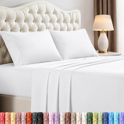 Queen Sheets Set, 4 Pieces 16" Deep Pocket Hotel Luxury Bed Sheets, Grey
