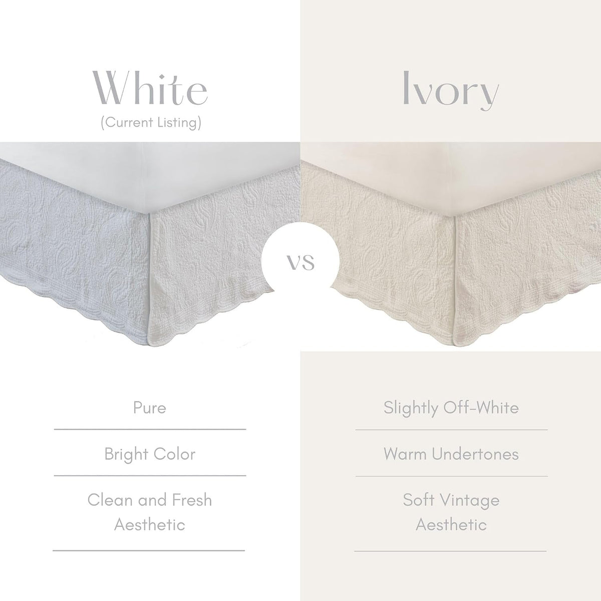 Greenland Home Paisley Quilted 100% Cotton Bed Skirt, White, Queen