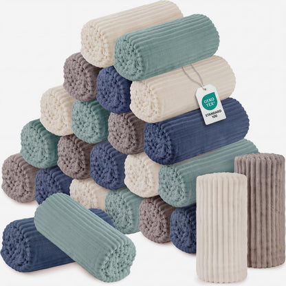 Buryeah 12 Pcs Flannel Blankets Bulk,Fall Outdoor Wedding, Multicolor