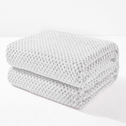 Exclusivo Mezcla Large Waffle Fleece Throw Blanket for Couch, Slate Blue