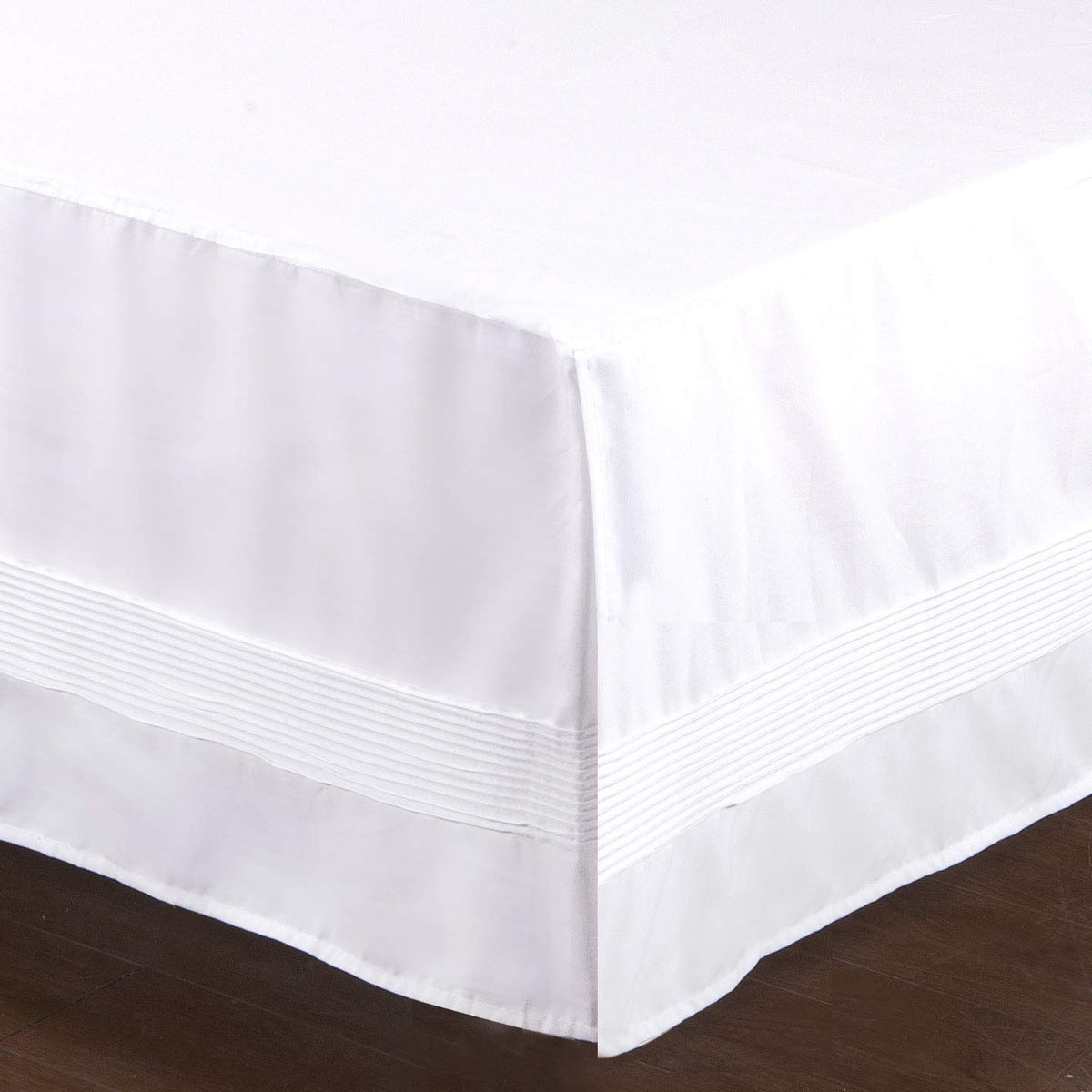 Valea Home Bed Skirt with Split Corners Durable Elegant Luxury Dust Ruffle with Pin Tucking 14 inch Tailored Drop, Full, White