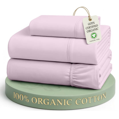 LANE LINEN Queen Sheets 100% Organic Cotton 4pc Percale Cooling - White