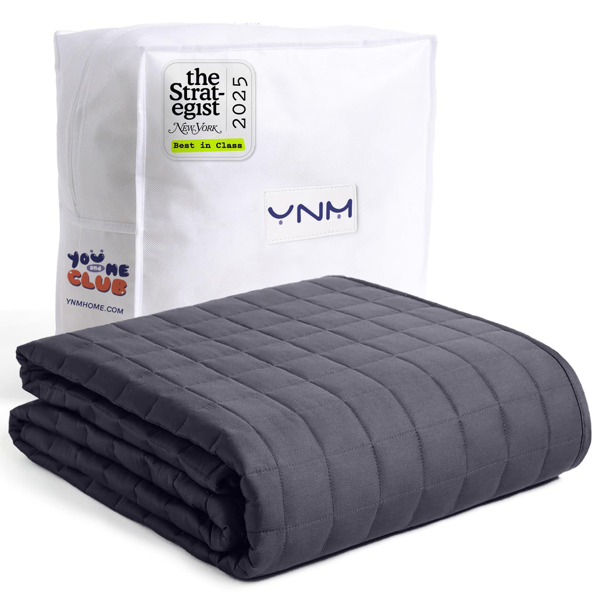 YnM 15lbs Weighted Blanket for Adults, 48x72 Inches, Dark Grey