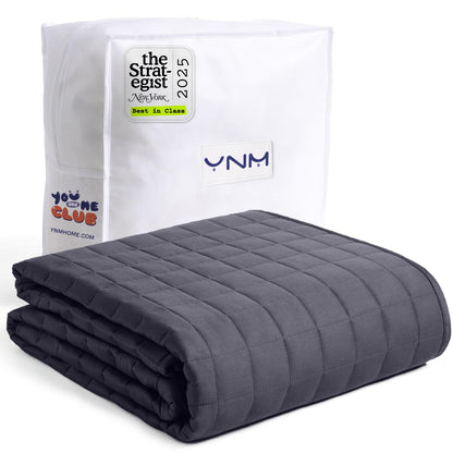 YnM 15lbs Weighted Blanket for Adults, 48x72 Inches, Dark Grey