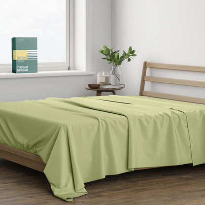 THREAD SPREAD 100% Organic Cotton King Flat Sheet - Percale Weave Cotton Flat Sheet Only (1 PC, White), Crisp, Cool, Strong & Breathable Lightweight Bed Linen Top Sheets, GOTS Certified Sheets
