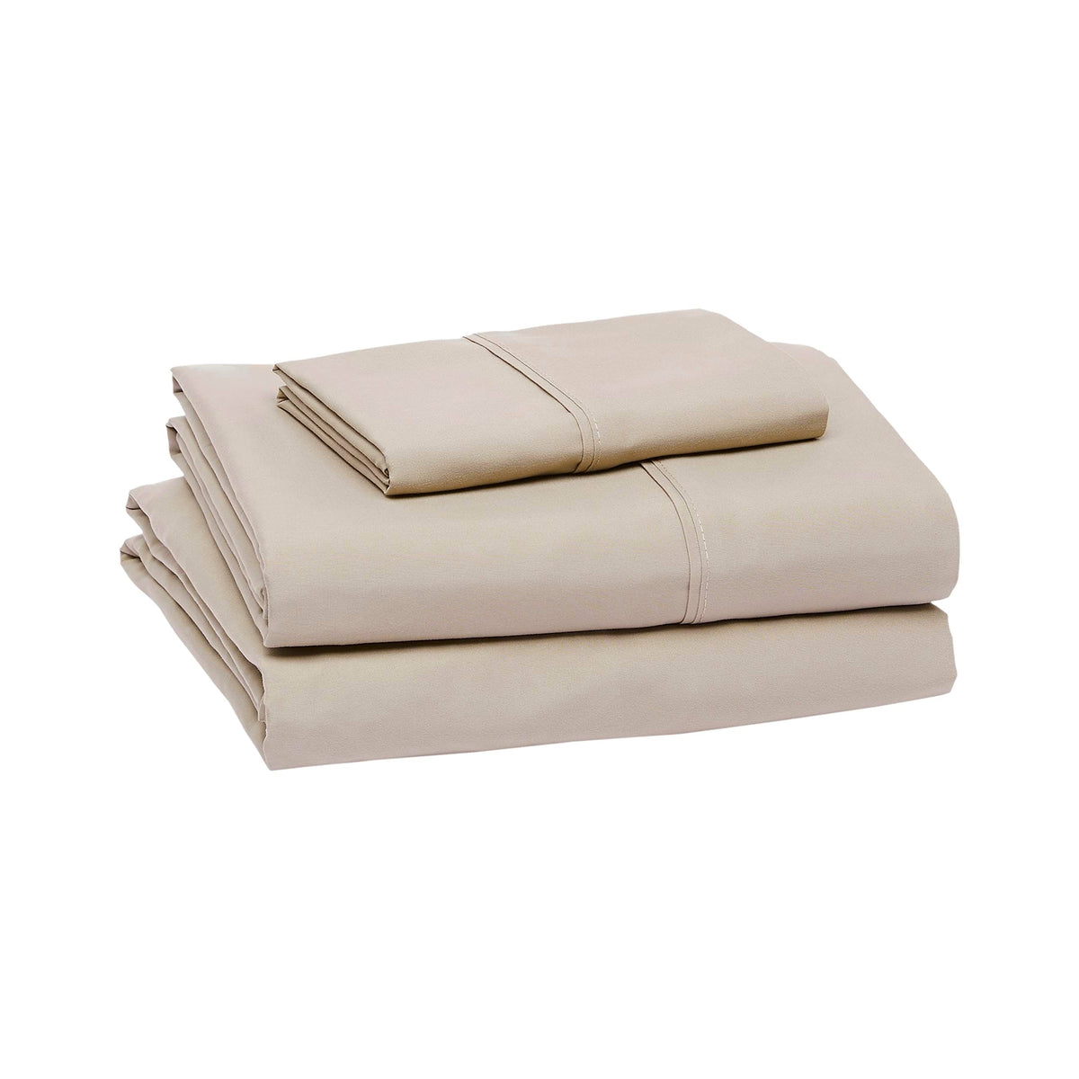 Amazon Basics Lightweight Breathable Wrinkle-Free Brushed Microfiber 3-Piece Bed Sheet Set with 14-Inch Deep Pockets, Twin, Bright White, Solid