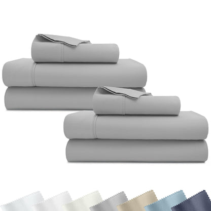 California Design Den Soft 100% Cotton Sateen Queen Bed Sheets Set, White
