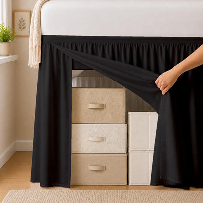 Dorm Room College Microfiber Ruffled Bedskirts Twin-XL 30" Drop, Black