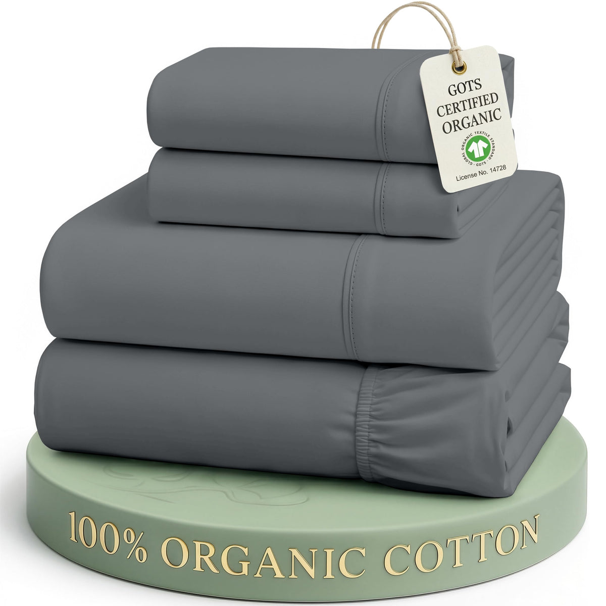 LANE LINEN Queen Sheets 100% Organic Cotton 4pc Percale Cooling - White