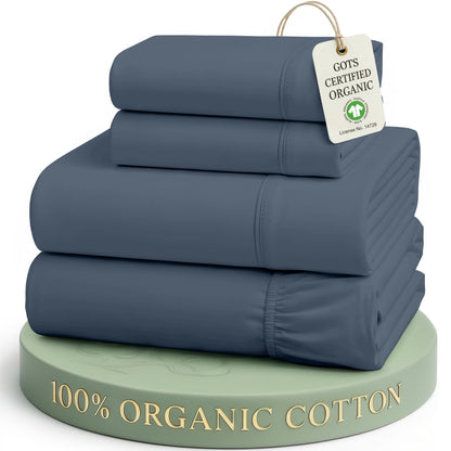 LANE LINEN Queen Sheets 100% Organic Cotton 4pc Percale Cooling - White
