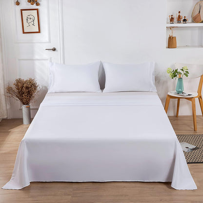 Lirex 2-Pack Twin Size Flat Sheet Set, Ultra-Soft Brushed 1800 Microfiber, Breathable & Wrinkle-Free, Machine Washable (White)