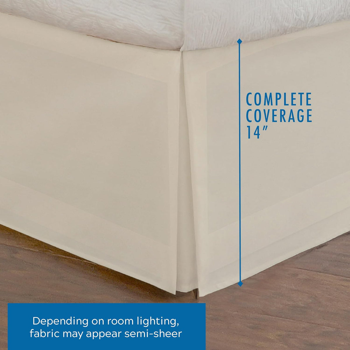 Fresh Ideas Bedding Tailored Bedskirt, Classic 14” Drop Length, Pleated Styling, Queen, Ivory