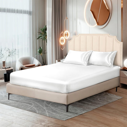 Ersmak Satin Flat Sheet Only, Single Flat Sheet Twin, Luxury & Ultra Soft Silky Bedding Top Sheet for Twin Mattress - Emerald Green