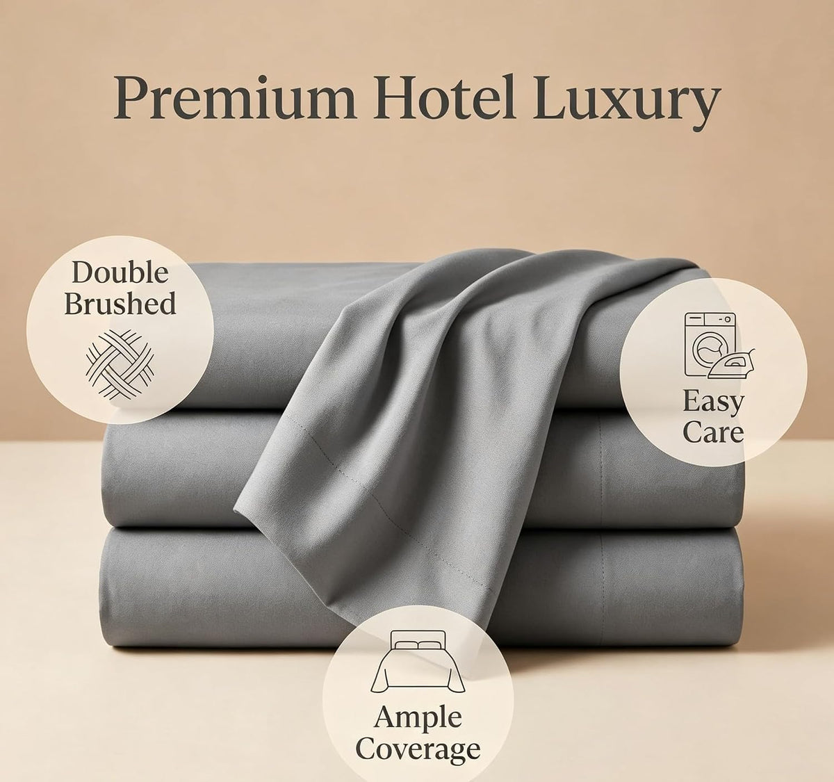 Hotel Quality Flat Sheet Only - Brushed Microfiber Top Sheet - Ultra Soft & Breathable - Wrinkle-Free - Easy Care - Flat Sheet Only (1, Gray, Twin)