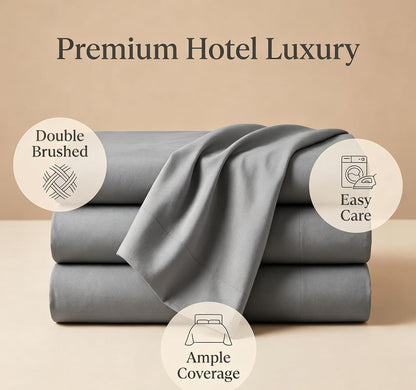 Hotel Quality Flat Sheet Only - Brushed Microfiber Top Sheet - Ultra Soft & Breathable - Wrinkle-Free - Easy Care - Flat Sheet Only (1, Gray, Twin)