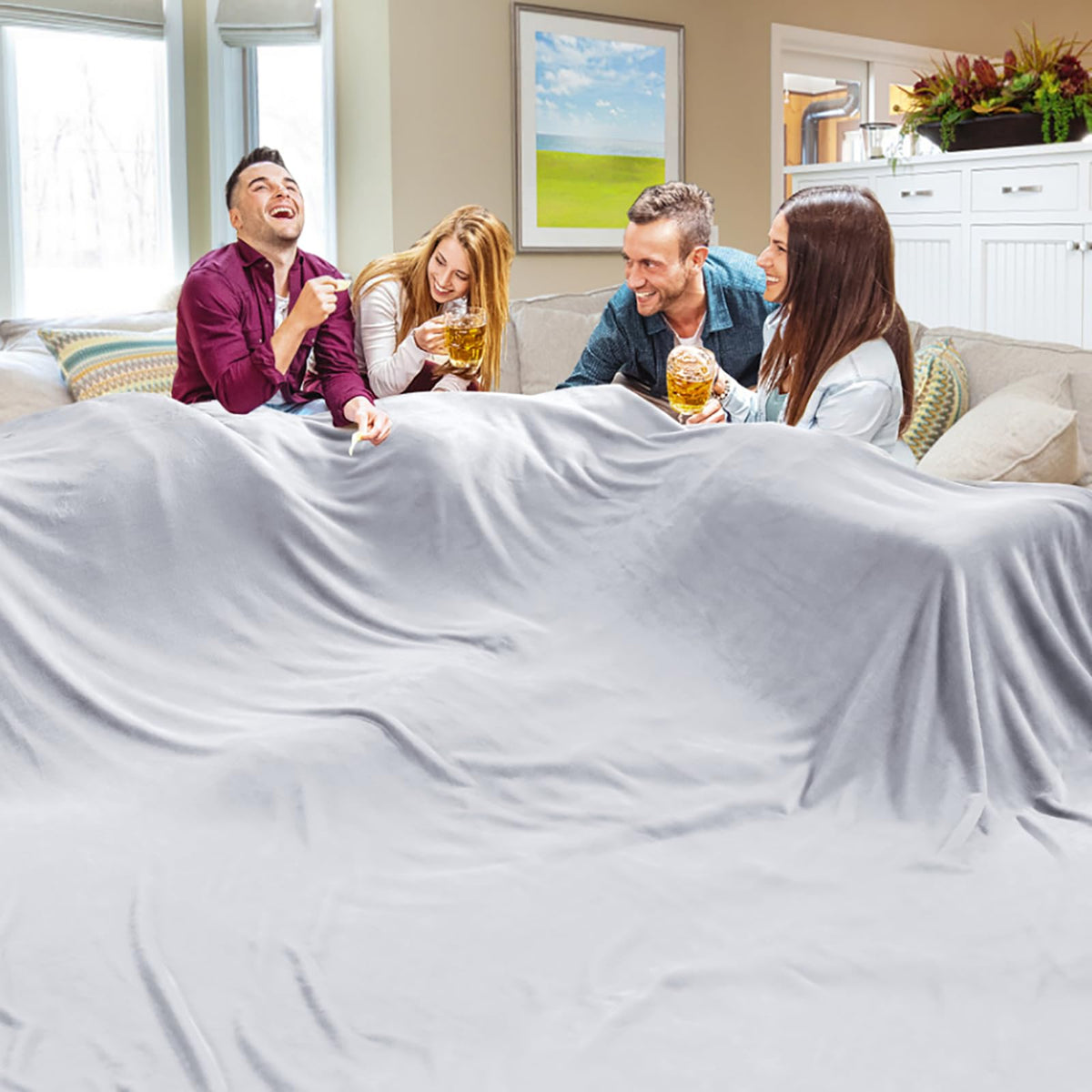 Edenleaf Oversized Blanket 120x120 Inches, Giant Huge Companion for Bed, Sofa,Travel and Camping, Extra Large Big Soft Blanket Fits the Whole Family and Outdoors, Dark Grey 10'x10'
