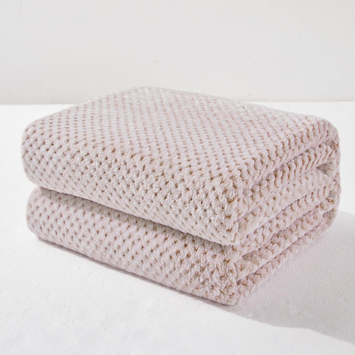 Exclusivo Mezcla Large Waffle Fleece Throw Blanket for Couch, Slate Blue