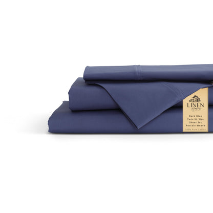 Linen Home 100% Cotton Percale Sheets Queen Size 4 Pc Cooling Set - White