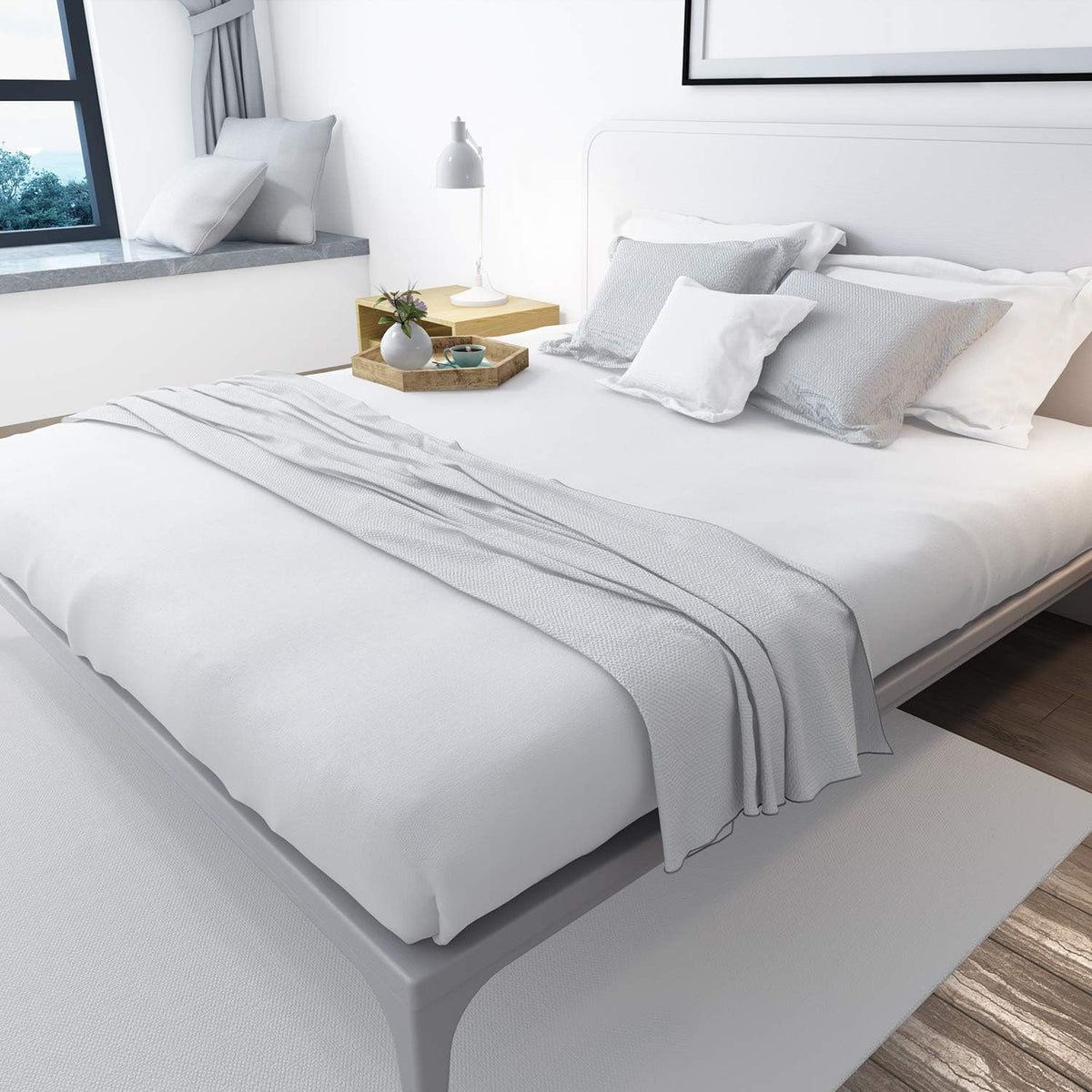 Lirex 2-Pack Twin Size Flat Sheet Set, Ultra-Soft Brushed 1800 Microfiber, Breathable & Wrinkle-Free, Machine Washable (White)
