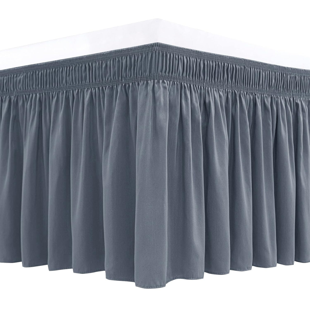 Wrap Around Queen Size Bed Skirt 15" Drop-Elastic Dust Ruffle Light Camel