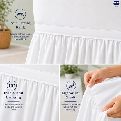 Cottingon Dorm Room Bed Skirt, 100% Microfiber, White, Twin XL-32 Drop