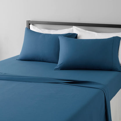 Amazon Basics Lightweight Breathable Wrinkle-Free Brushed Microfiber 3-Piece Bed Sheet Set with 14-Inch Deep Pockets, Twin, Bright White, Solid