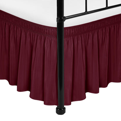 Wrap Around Queen Size Bed Skirt Split Corner 15" Drop-Elastic Dust Ruffle