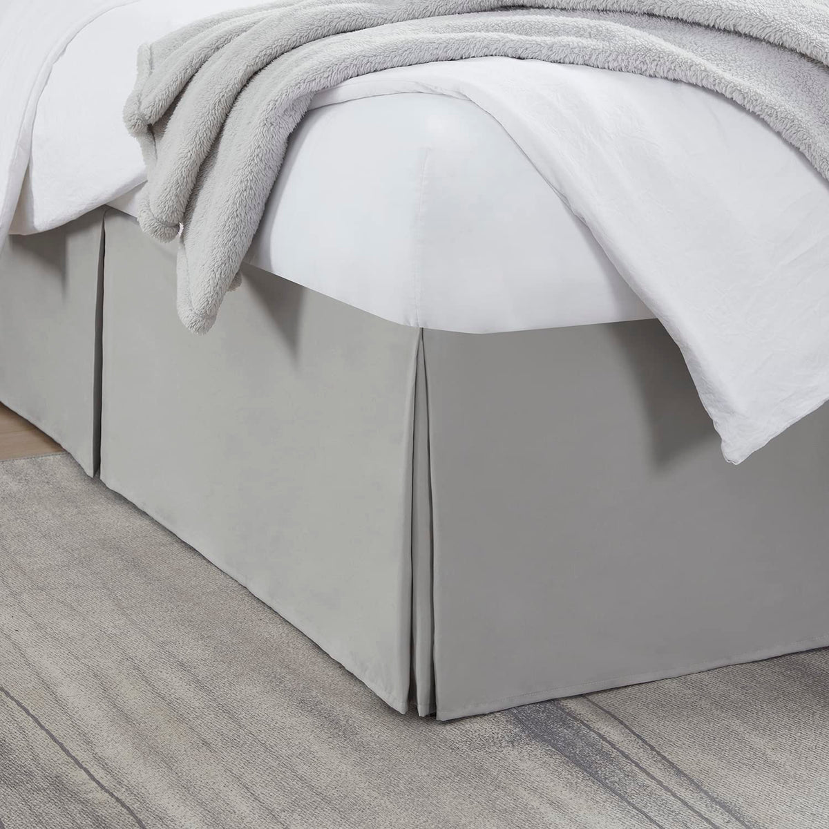 Nestl Linen Bed Skirt Queen Size - Queen Bed Skirt 14 Inch Drop - Brushed Microfiber Bed Skirts - Hotel Quality Pleated Bed Skirt - Shrinkage & Fade Resistant