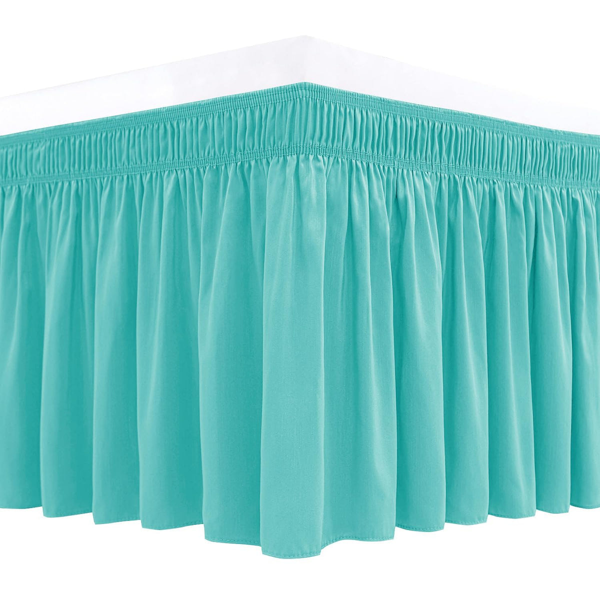 Wrap Around Queen Size Bed Skirt 15" Drop-Elastic Dust Ruffle Light Camel