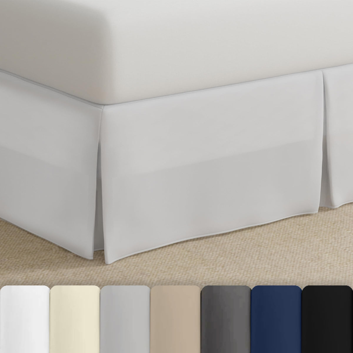 Bed Maker’s Never Lift Your Mattress Bed Skirt, Designed for Box Spring Beds, Split Corners, 14 Inch Drop Length, King, White