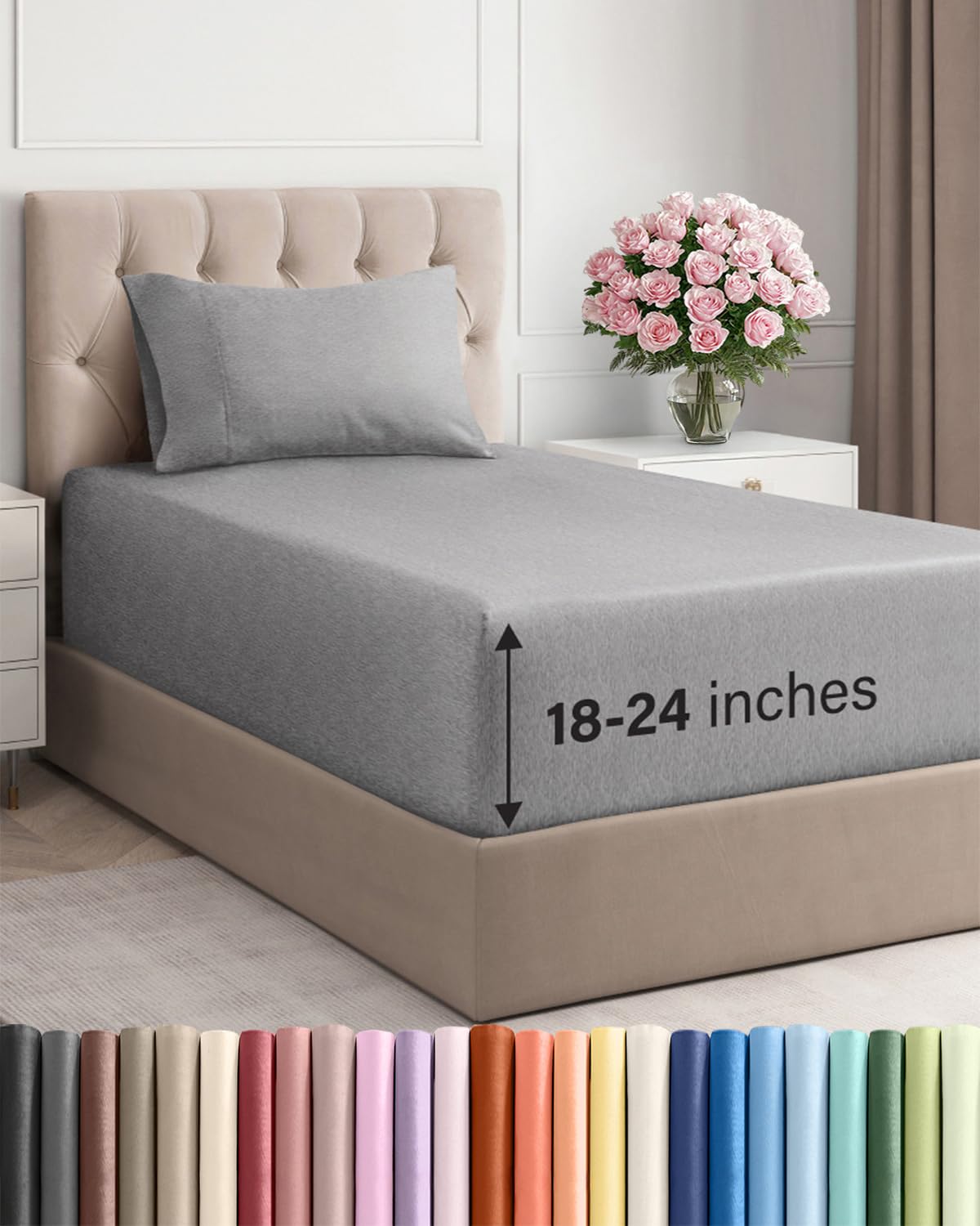 Extra Deep King Sheet Set - 4 Piece Breathable & Cooling - Antique White