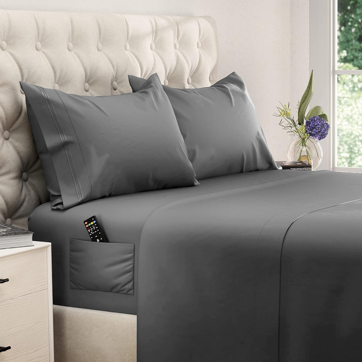 DREAMCARE King Size Sheets Set - King - Extra Deep - Gray