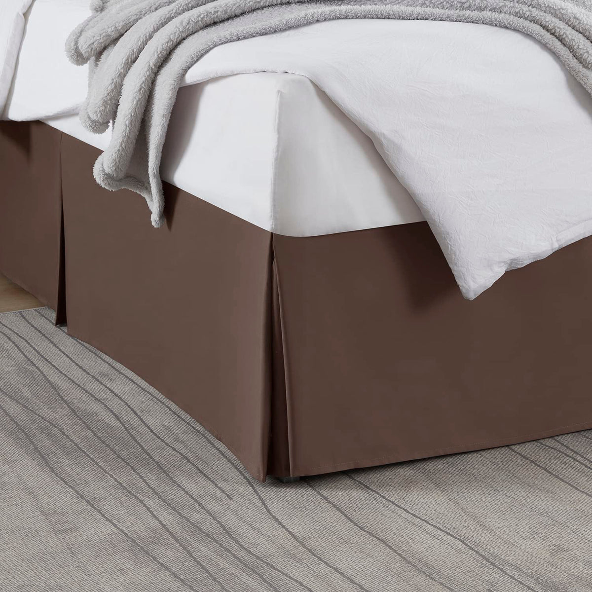 Nestl Linen Bed Skirt Queen Size - Queen Bed Skirt 14 Inch Drop - Brushed Microfiber Bed Skirts - Hotel Quality Pleated Bed Skirt - Shrinkage & Fade Resistant