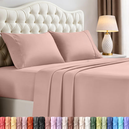 Queen Sheets Set, 4 Pieces 16" Deep Pocket Hotel Luxury Bed Sheets, Grey