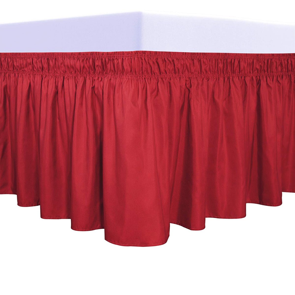 PureFit Wrap Around Ruffled Bed Skirt, White, Queen/King - 18" Drop