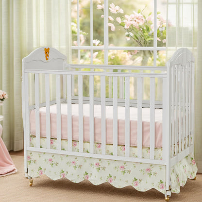 Brandream Scallop Edge Organic Cotton Crib Skirt, Baby Boy, Baby Girl, Gender Neutral Crib Skirt Toddler Bedskirt Farmhouse Chic Nursery Crib Bed Skirt, Boho Bohemian Solid Beige Skirt