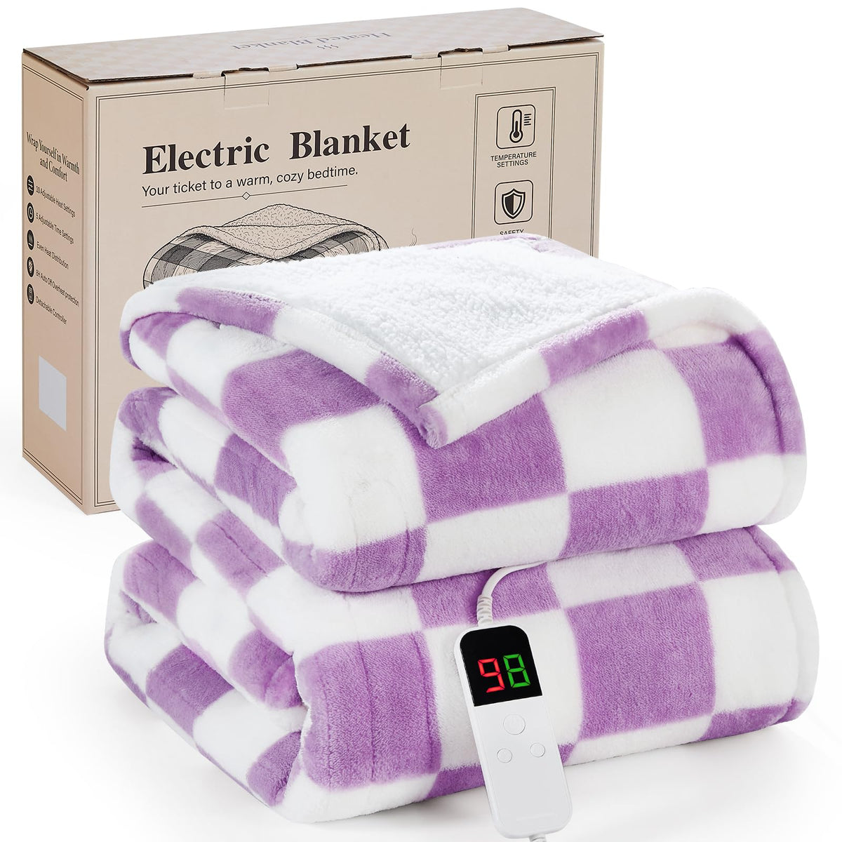 Pink Heated Blanket Electric Throw 50"X60", Heating Blanket Throw