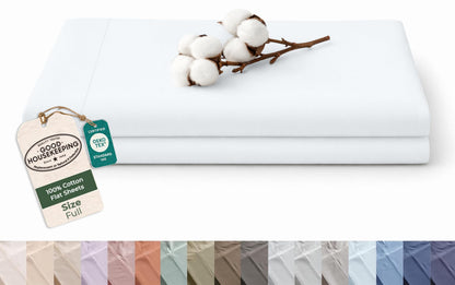 Royale Linens 100% Organic Cotton Full Size Flat Sheet Only - Percale Top Sheets - Full Flat Sheet Sold Separately - Lightweight & Super Soft 100% Cotton White Bed Sheets Only (81" x 96", White)