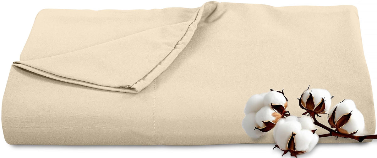 Royale Linens 300 Thread Count 100% Cotton Queen Flat Sheet Only - Super Soft Flat Sheets Only - Top Sheet Sold Separately - Breathable, Cool & Crisp White Flat Sheet (Queen, White)