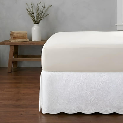 Greenland Home Paisley Quilted 100% Cotton Bed Skirt, White, Queen